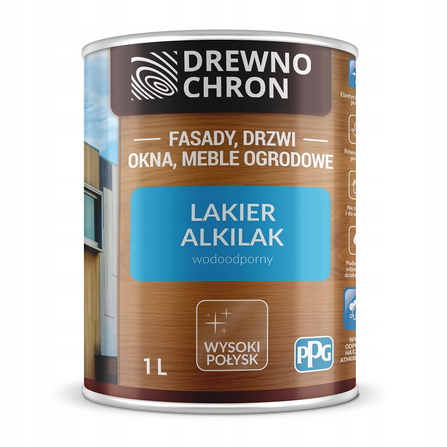 Bezfarebný lak na drevo Drewnochron Alkilak lesk 1 l